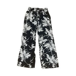 Black and white floral wide leg pants